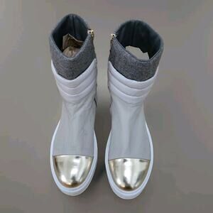 PACIOTTI‎ 4US LEATHER BOOTIe WHITE/GREY/GOLD WOMENS SIZE 41/ US 10 SD16TNM